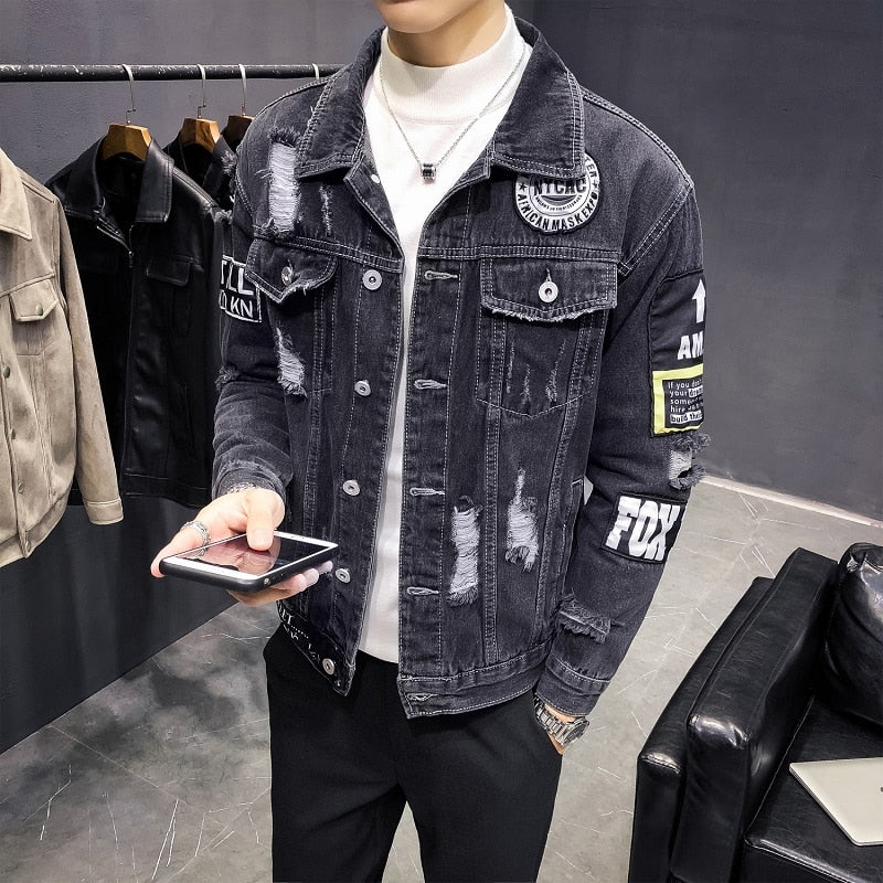 Black denim fashion jacket streetwear