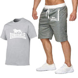 summer men's hot new print T-shirt + shorts casual suIS-XXLt men's sports Lonsdale running explosions casual sportswear sets - webtekdev