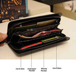 Punk Wallet PU Leather 8 Slots Skull Rock Style Rivet Purses Long Style Id Card Holder Phone Clutch Money Bag Luxury Design 2020 (Black Wallet) - webtekdev