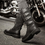 Mens Anckle Boots Flat Low Heel Lace Up Westerm Combat Boots Retro Buckles Motorcycle Boots Snow Boots zapatos de hombre - webtekdev