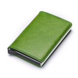 BISI GORO 2020 Credit Card Holder Men And Women Metal RFID Vintage Aluminium Box Crazy Horse PU Leather Fashion Card Wallet - webtekdev