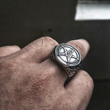 Vintage Signet Sigil Of Lucifer Ring for Men Boy Gothic Witch Church of Satan Cross Rings Satanic Lucifer Male Jewelry - webtekdev