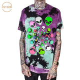 ISTider Hip Hop Mens T-Shirts Funny Colorful Alien Printing Punk Short Sleeve Loose Top Tees Summer O-Neck Men T Shirt camiseta - webtekdev