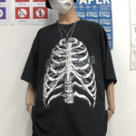 Black White Skull Cool Print Woman T-shirts 2020 Summer Unisex Man O Neck Hip-pop Punk Basic T-Shirt High Street Rock Casual Top - webtekdev