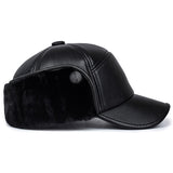New fashion Men Leather Trapper Hat Baseball Cap Outdoors Hunting Aviator Ear Flap Winter Men Women Caps Casual Visor Adjustable - webtekdev