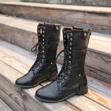 Fashion Mid-Calf Boots Women Leather Boots For Martin Boots Female Winter Shoes Women Botas Mujer Combat Boots Plus Size 42 43 - webtekdev