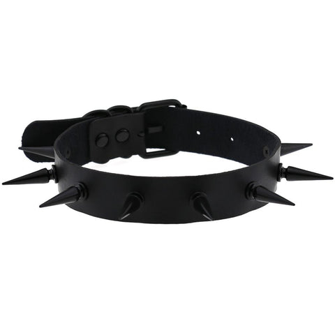 Black Studded Choker Collar with Spikes  Rivet Pu Leather castle Necklace goth chocker Gothic  Jewelry witch Accessories - webtekdev