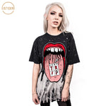 ISTider Fashion Streetwear Novelty Print Big Mouth Tongue Hip Hop Loose T Shirt Women Men Plus Size Punk T-Shirt Girls/Boys Tops - webtekdev
