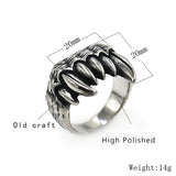 Domineering Silver Stainless Steel Men Animal Teeth Biker Ring Personalized Devil Teeth Punk Gothic Rings For Male Jewelry Gift - webtekdev