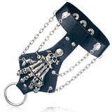 Unisex Cool Punk Rock Gothic Skeleton Skull Hand Glove Chain Link Wristband Bangle Leather Bracelet S244 - webtekdev