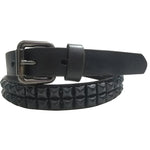 2-Row Studded Leather Belt (Pyramid Studs) - webtekdev