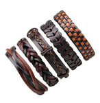 Lacoogh 1Set/5-6PCs Punk Rock Skull Star Leather Bracelets For Men Women Gothic Braided Rope Jewelry Gifts Multi Charm Bracelet - webtekdev