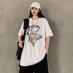 Cute Cartoon Print Couple T-shirts 2020 Summer Woman Man Letter Lovely Harajuku Loose O Neck Basic T Shirt White Black Sport Top - webtekdev