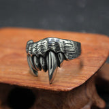 Domineering Silver Stainless Steel Men Animal Teeth Biker Ring Personalized Devil Teeth Punk Gothic Rings For Male Jewelry Gift - webtekdev