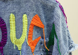 Chaquetas Mujer 2019 Punk Denim Jacket Women Rivet Graffiti Jean Coat Women Loose Jacket Jaqueta Cool Jeans Coat Abrigos (Blue One Size) - webtekdev
