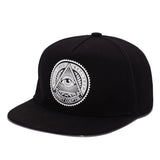 New 2019 Fashion Round Label Triangle Eye Illuminati Snapback Hats Women Adjustable Baseball Cap Men Snapbacks Hip Hop Hat - webtekdev