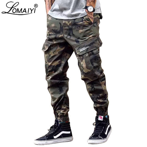 LOMAIYI Camo Joggers Men Cargo Pants Mens Military Black/Camouflage Pants Pure Cotton Men's Cargo Trousers With Pockets BM305 - webtekdev