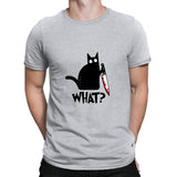 Cat What T Shirt Murderous Cat With Knife Funny Halloween Gift T Shirt Unisex Cotton T shirts for men and women - webtekdev