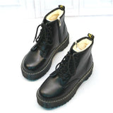 Women Martin Shoes Zippers, Casual Boots Winter Warm Lace Up Women Ankle Boots - webtekdev