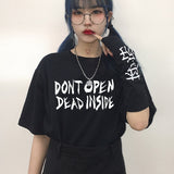 Dead Inside summer Harajuku new print tops tees letters large size loose vintage casual women punk fun gothic dark ins t-shirt - webtekdev