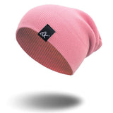 Cotton Blends Hip Hop Beanies For Girl Winter Cap Label Knitted Hat Female Unisex Solid Color Bonnet Casual Slouchy Skullies - webtekdev