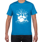 Drums tree funny TShirt men cool Man Drummer loose cotton Vintage Graphic Music Novelty streetwear men t shirt men homme clothes - webtekdev