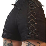 Black Slim Gothic High Waist Shorts Women Hot Summer 2019 Streetwear Casual Punk Style Hip Criss-Cross Bandage Shorts #0917 - webtekdev