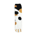 1 pair of plush coral fleece socks female tube socks autumn and winter cat claws cute thick warm sleeping floor sleep socks - webtekdev