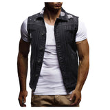 Cotton Jeans Sleeveless Jacket Vest Men Plus Size Black Denim Jeans Vest Male Cowboy Outdoors Waistcoat Men Jacket#G3 - webtekdev