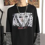 Japan Cartoon T Shirt Naruto Men T-shirt Casual Cute Amine TShirt Hip Hop Printed Shirts Autumn High Street Tops Tee O-neck Patckwort Tshirt Streetwear Korean Funny Men Striped Punk T Shirts Boys - webtekdev