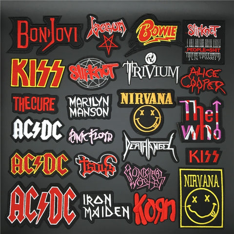 Rock Music Metal Band Patches Iron On For Clothing Punk Embroideried Patch Badges Clothes Stickers DIY Appliques Stripes - webtekdev