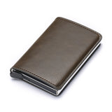 BISI GORO 2020 Credit Card Holder Men And Women Metal RFID Vintage Aluminium Box Crazy Horse PU Leather Fashion Card Wallet - webtekdev