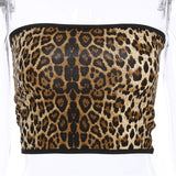 Leopard Printed Crop Top Women Camis Tank Tops Sexy Fashion Tank Tops Vest Halter Off Shoulder Camisole - webtekdev