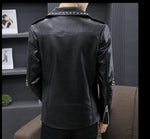 XIU LUO stitched leather jacket 2019 Mens Rivets Motorcycle Zipper Slim Fit Jackets Lapel Neck Studs PU Leather Biker Jacket - webtekdev