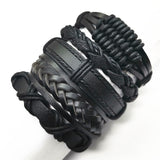 Black Taichi  Feather Men Bracelets 5pcs/set Wristband Fashion Rope Wrap Cuff Bangle Leather Bracelets Women Jewelry Accessories - webtekdev