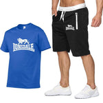 summer men's hot new print T-shirt + shorts casual suIS-XXLt men's sports Lonsdale running explosions casual sportswear sets - webtekdev