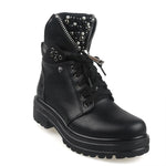 2020 Autumn Women Ankle Boots Leather Platform Motorcycle Ladies - webtekdev