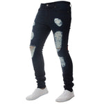 Mens Ripped Jeans Casual Skinny slim Fit Denim Pants Biker Hip Hop Jeans with sexy Holel Skinny Distressed Jeans Denim Pants - webtekdev