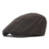 2019 Autumn Winter Men Cap Hats Berets British Western Style Wool Advanced Flat Ivy Cap Gatsby Classic Vintage Striped Beret Cap - webtekdev