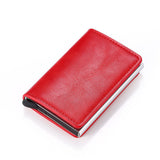 BISI GORO 2020 Credit Card Holder Men And Women Metal RFID Vintage Aluminium Box Crazy Horse PU Leather Fashion Card Wallet - webtekdev