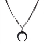 Creaitve Gothic Crescent Moon Necklace Women Men Punk Hip hop Ladies Chain Pendant Necklaces Jewelry Personality Halloween Gifts (Black) - webtekdev