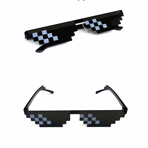 New Mosaic Strips Sunglasses Trick Toy Thug Life Glasses Deal With It Glasses Pixel Women Men Black Mosaic Sunglasses Funny toy - webtekdev