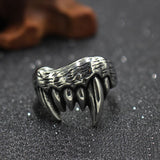 Domineering Silver Stainless Steel Men Animal Teeth Biker Ring Personalized Devil Teeth Punk Gothic Rings For Male Jewelry Gift - webtekdev