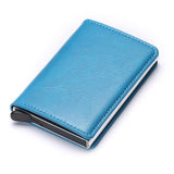 BISI GORO 2020 Credit Card Holder Men And Women Metal RFID Vintage Aluminium Box Crazy Horse PU Leather Fashion Card Wallet - webtekdev
