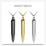 Hot Never Fade Fashion Punk Bullet Pendant Necklace Men Steampunk 316L Stainless Steel Bullet Pendant Necklaces Jewelry For Gift - webtekdev