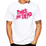 Punk Anarchy T Shirt Men Punks not Dead Print Short Sleeve White Tees Men Street Style Sketch Rock Tops - webtekdev