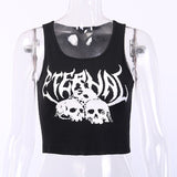 Raisevern 2019 Summer New Punk Style Navel Camis Gothic Vest ETERNAL Print Sexy Streetwear Women - webtekdev