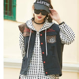 Max LuLu 2020 Spring Korean Fashion Clothes Female Punk Streetwear Womens Leopard Sleeveless Vest Vintage Denim Coats Waistcoats (Black One Size) - webtekdev