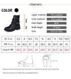 Women Leather Mid Calf Boots Vintage Lace-Up Army Punk Gothic Motorcycle Boots Round Toe Autumn Winter Black Combat Boots - webtekdev