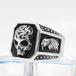 KLDY Gothic men's ring biker skull ring viking stainless steel eagle male rings men jewelry bague homme Titanium steel drop ship - webtekdev